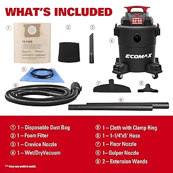 Amazon.com: ECOMAX Shop Vacuum Wet/Dry 6 Gallon, 4 Peak HP